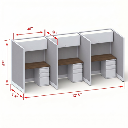 Cubicle Stations 67H 3pack Inline