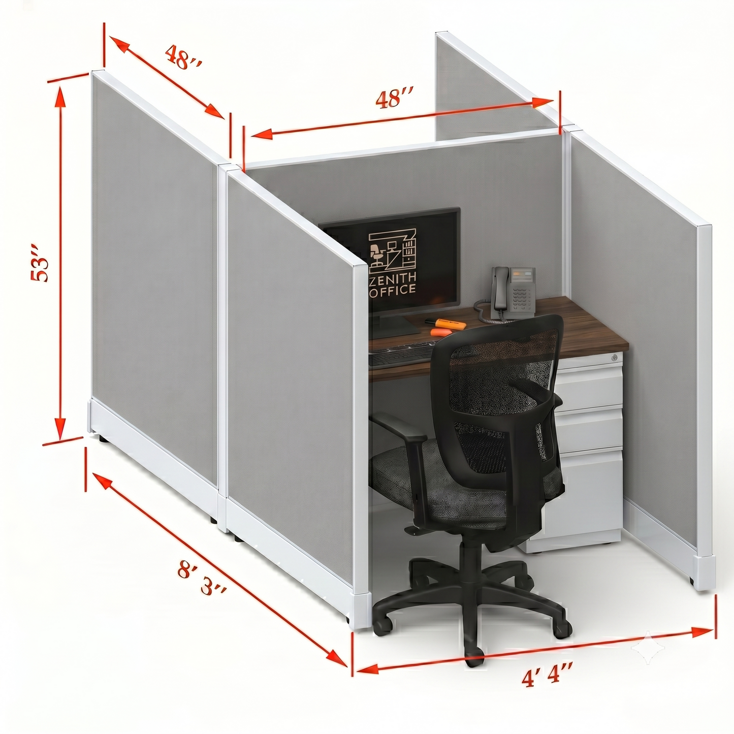 Office Cubicle Desk 53H 2pack Cluster