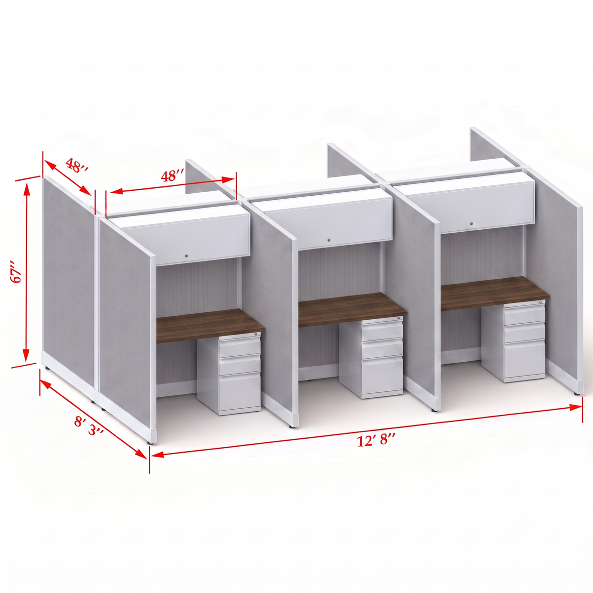 Cubicle Stations 67H 6pack Cluster