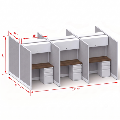 Cubicle Stations 67H 6pack Cluster