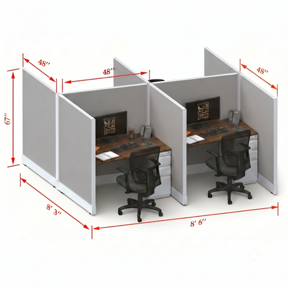 Office Cubicle Desk 53H 4pack Cluster