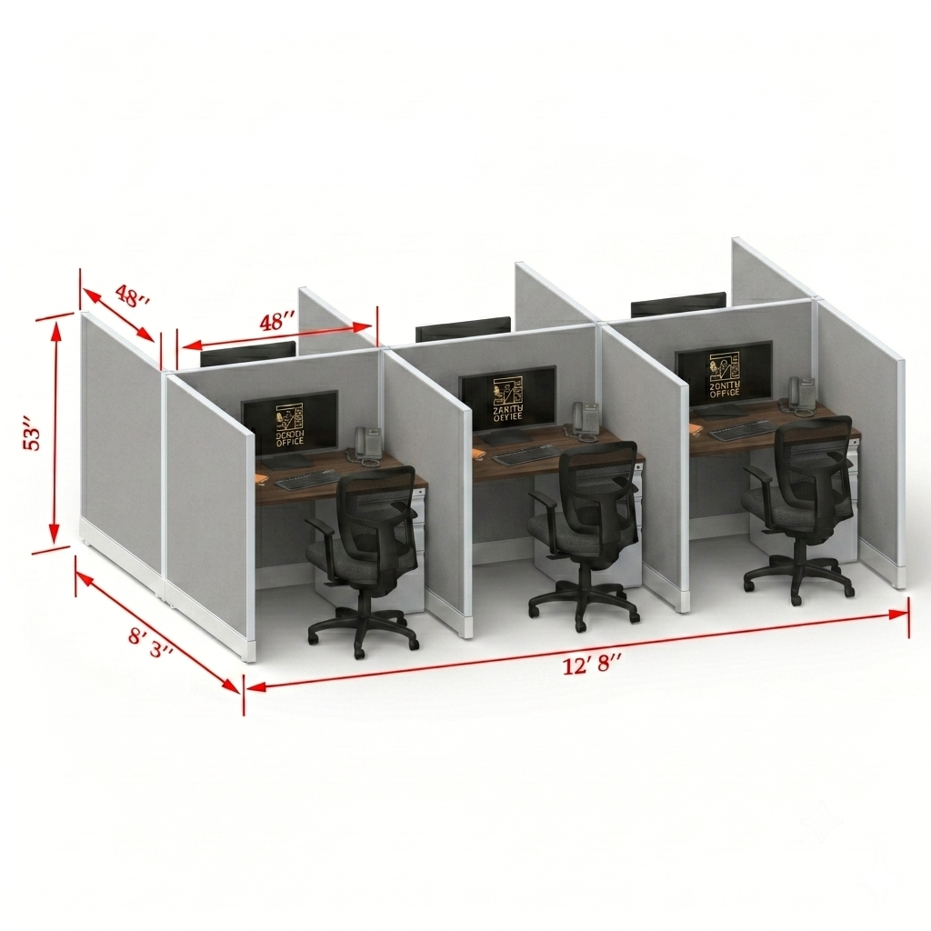Office Cubicle Desk 53H 6pack Cluster