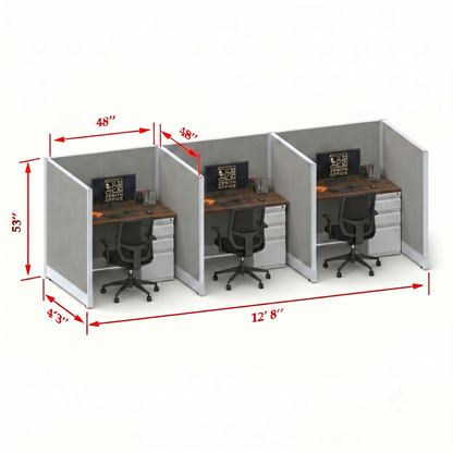 Office Cubicle Desk 53H 3pack Inline