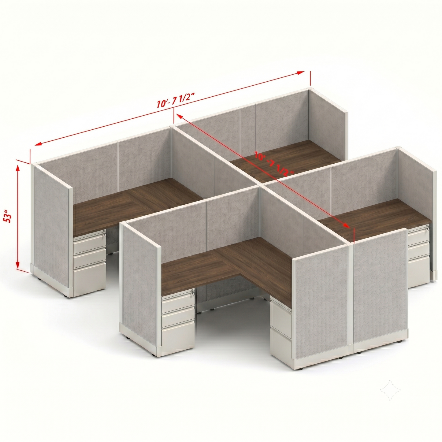 Workstation Desk 53H 4pack cluster
