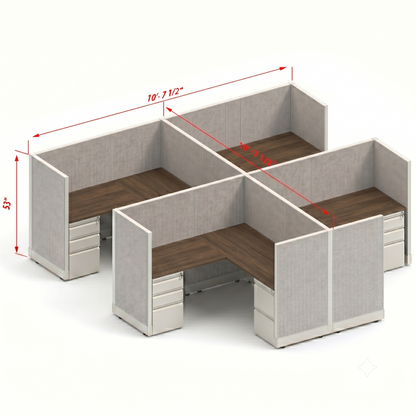 Workstation Desk 53H 4pack cluster
