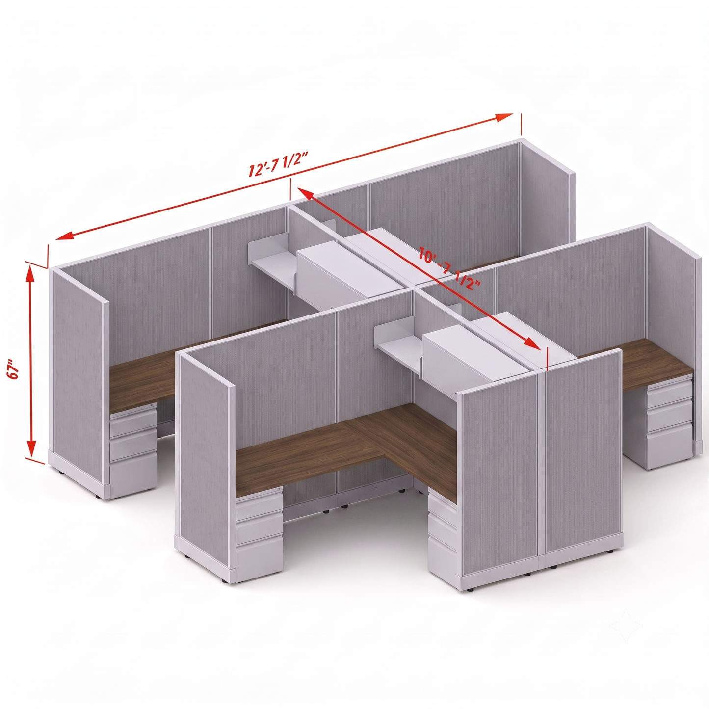 Workstation Desk 67H 4pack cluster