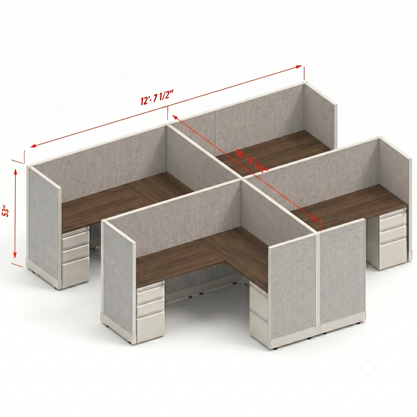 Workstation Desk 53H 4pack cluster