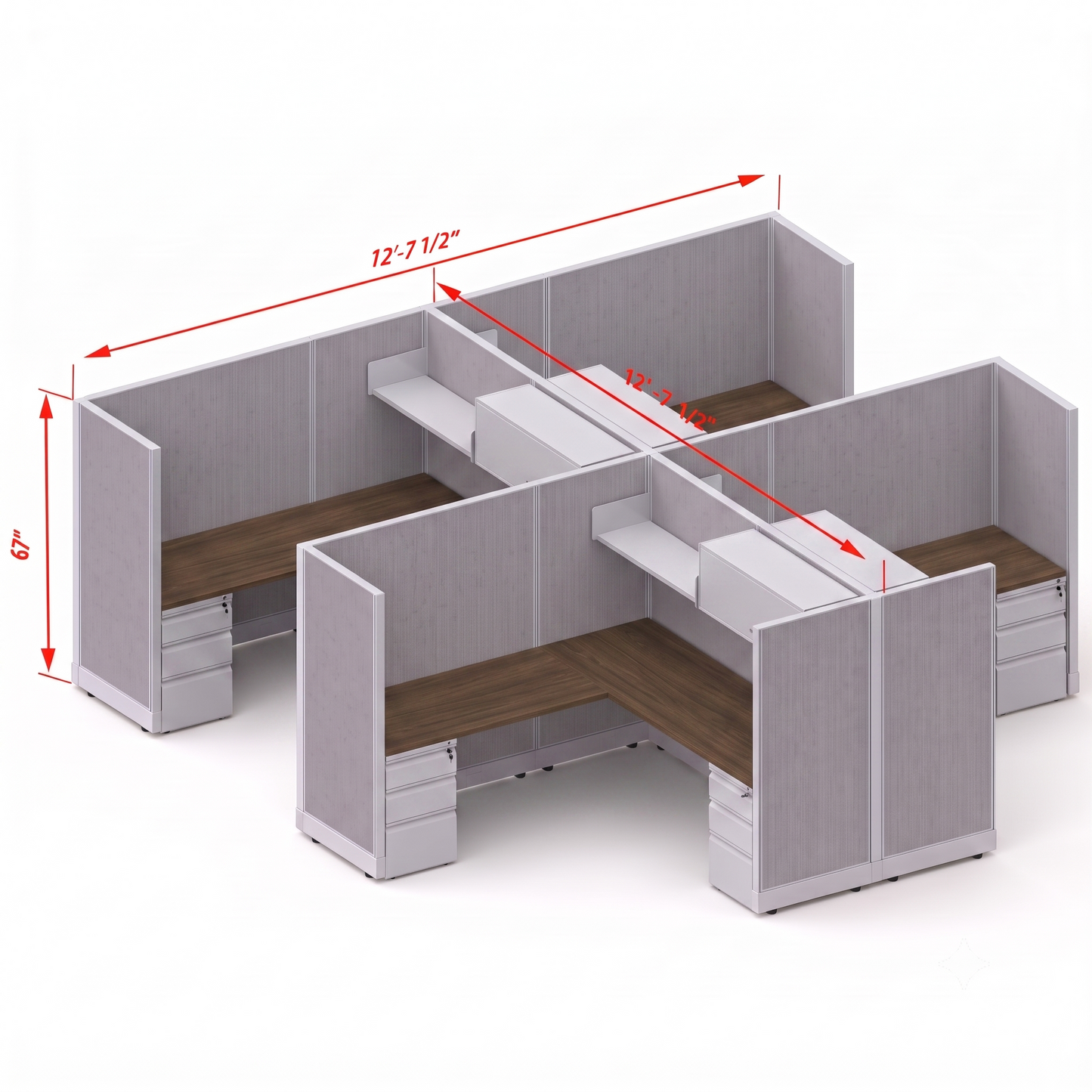 Workstation Desk 67H 4pack cluster