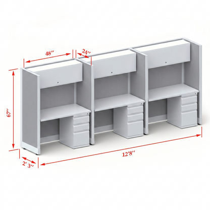 Cubicle Stations 67H 3pack Inline