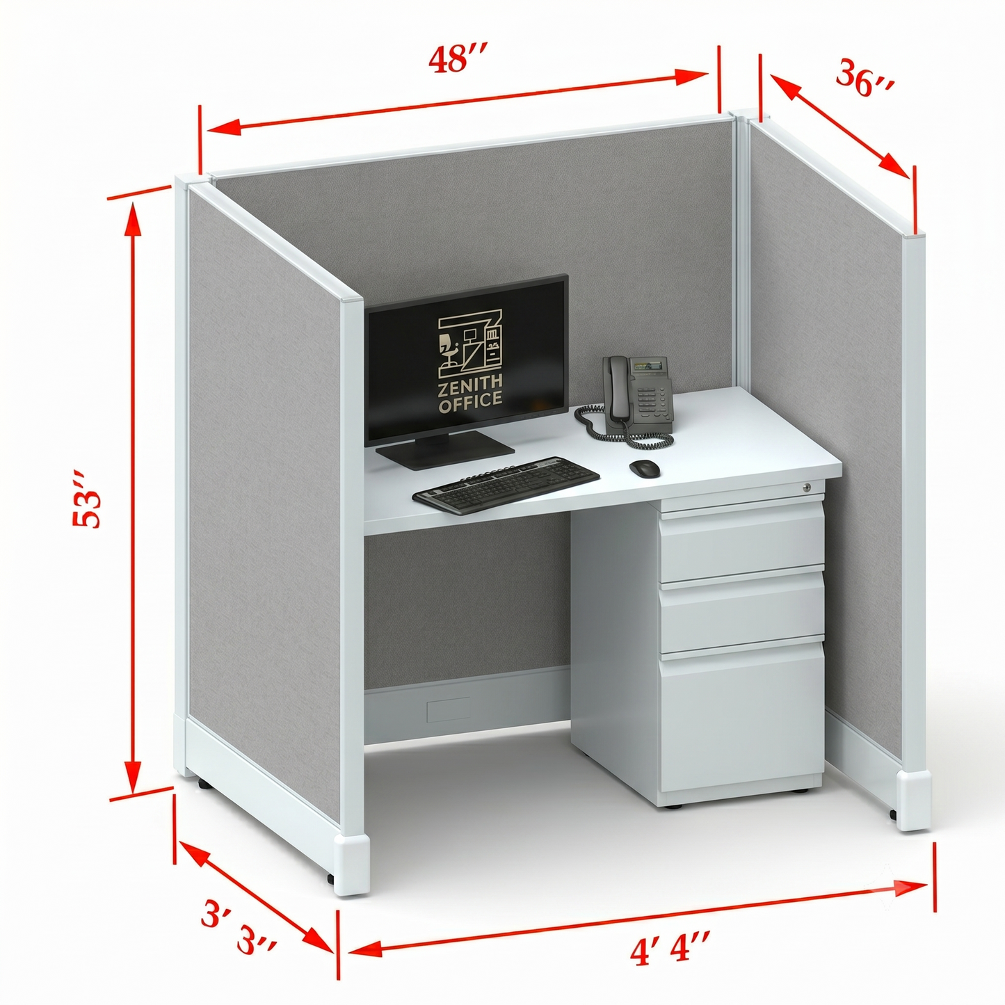 Office Cubicle Desk 53H Single