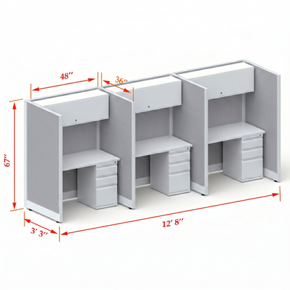 Cubicle Stations 67H 3pack Inline
