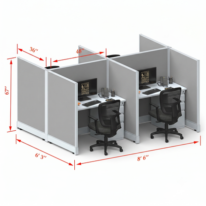 Office Cubicle Desk 53H 4pack Cluster
