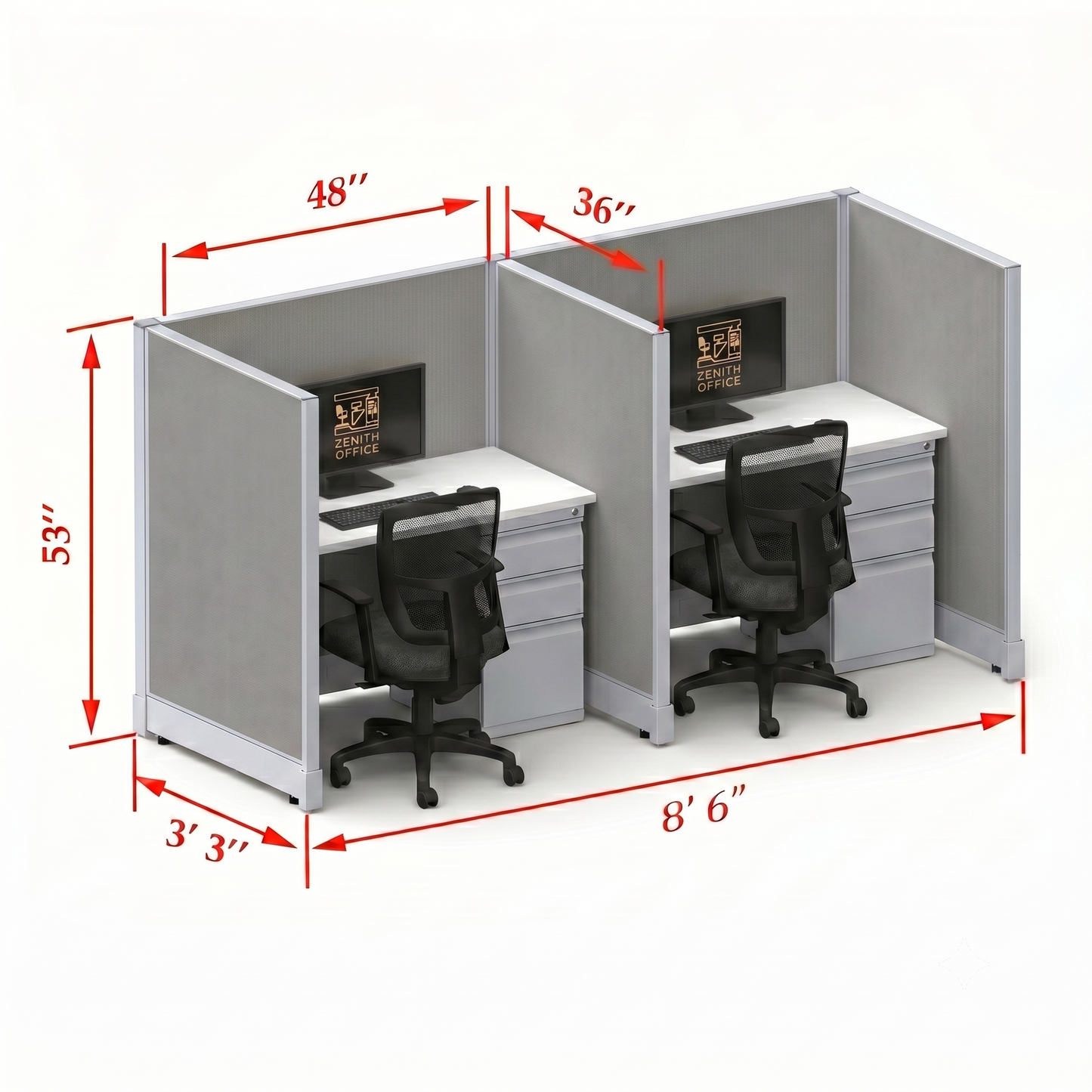 Office Cubicle Desk 53H 2pack Inline