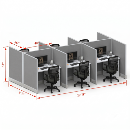 Office Cubicle Desk 53H 6pack Cluster