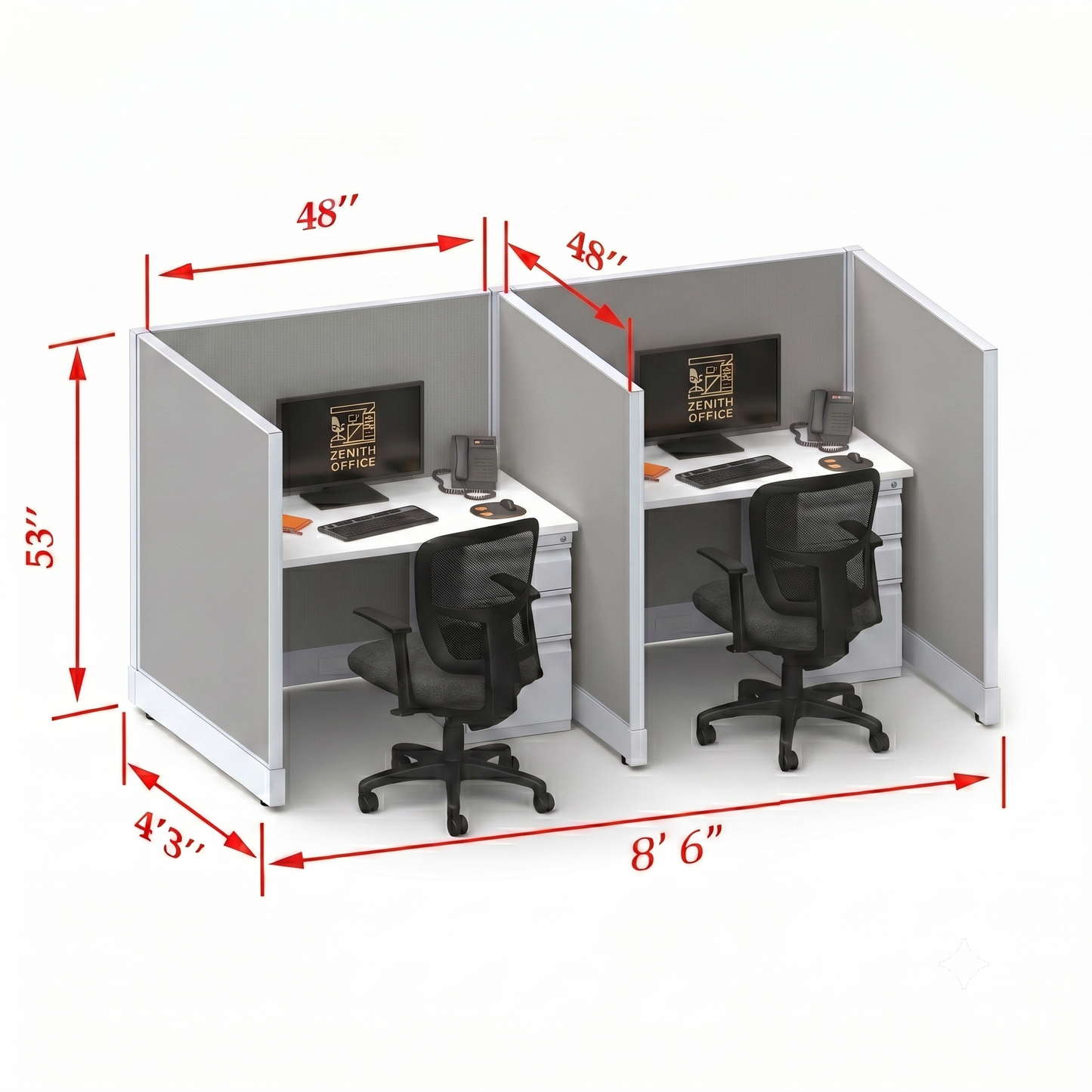 Office Cubicle Desk 53H 2pack Inline