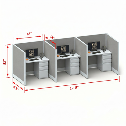 Office Cubicle Desk 53H 3pack Inline