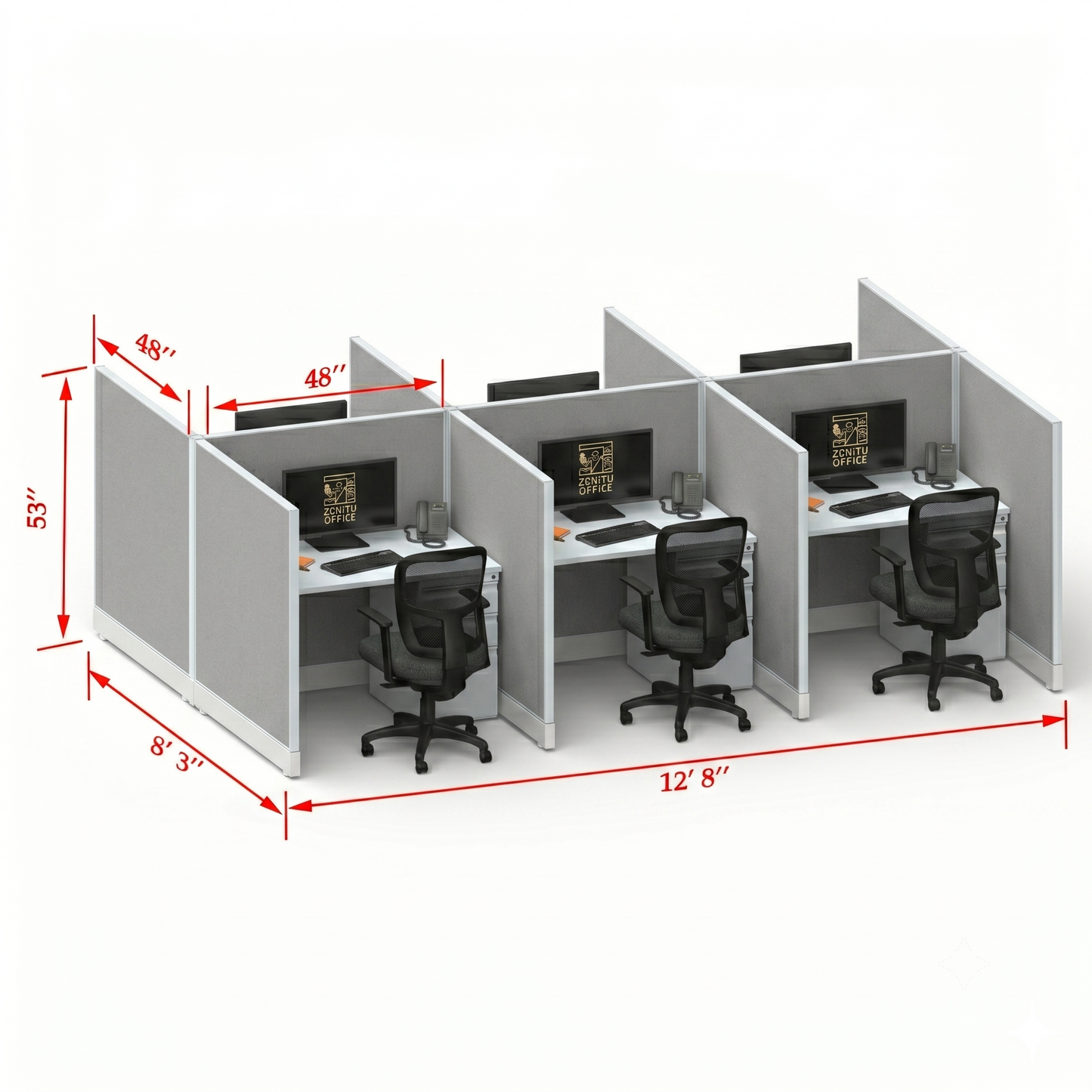 Office Cubicle Desk 53H 6pack Cluster