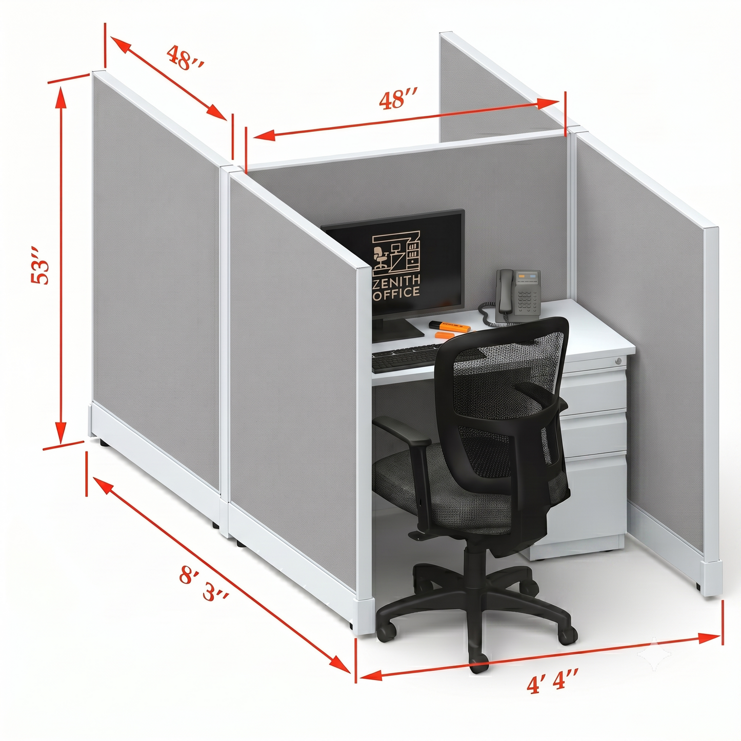 Office Cubicle Desk 53H 2pack Cluster