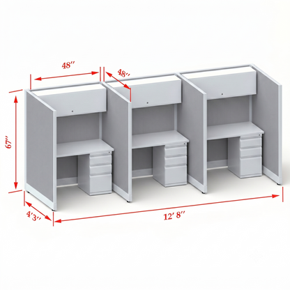 Cubicle Stations 67H 3pack Inline