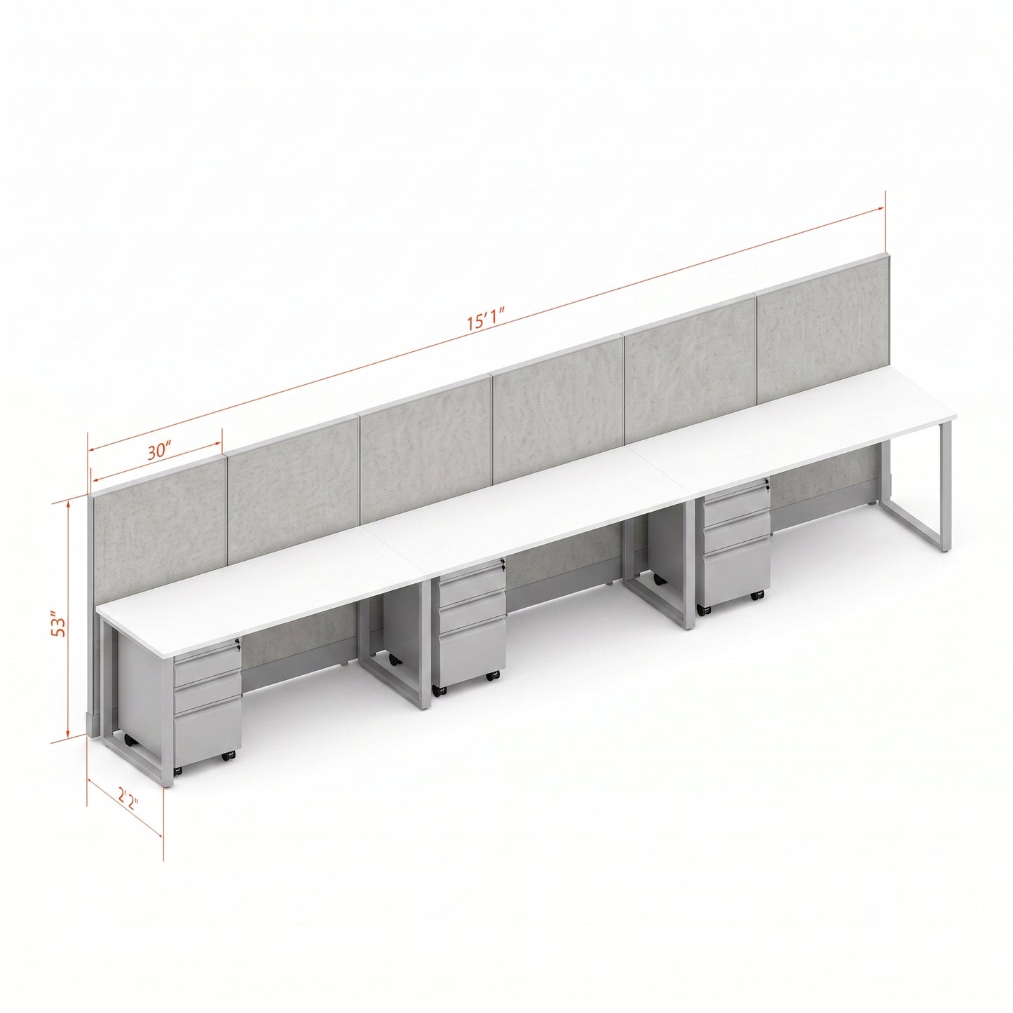 Open Workstation 53H 3pack Inline