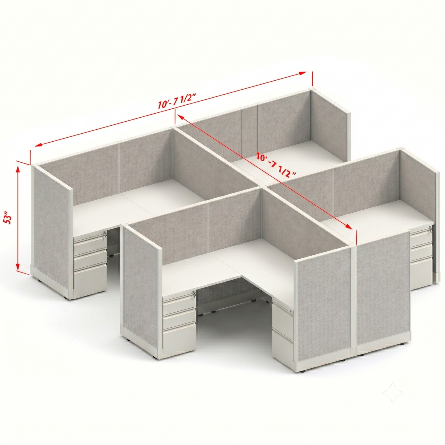 Workstation Desk 53H 4pack cluster
