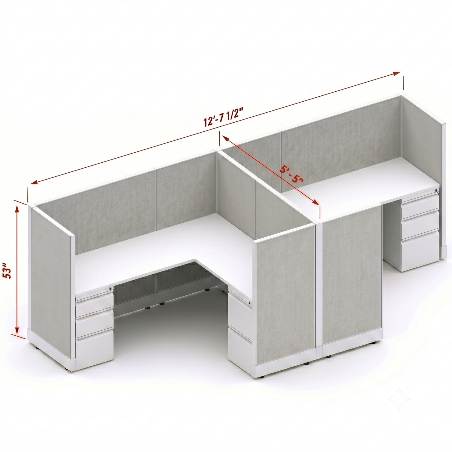 Workstation Desk 53H 2pack cluster
