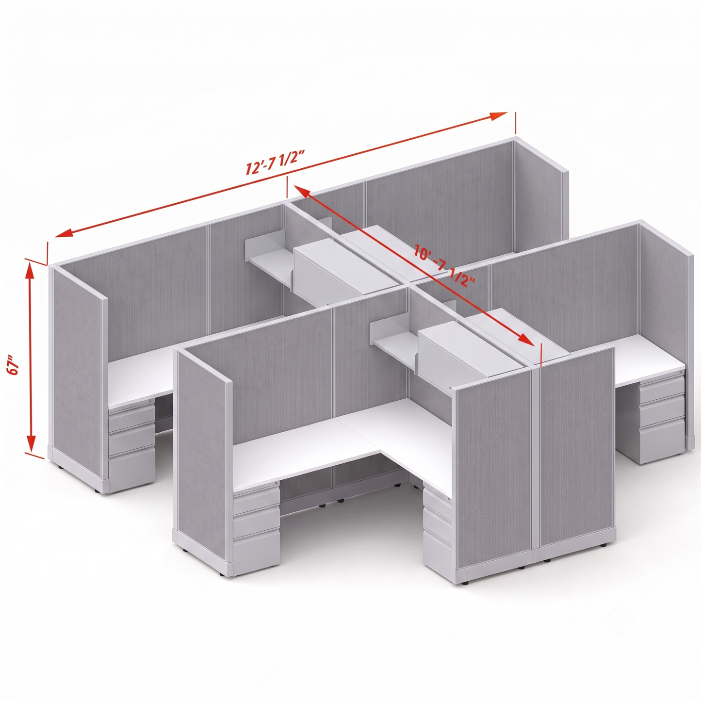 Workstation Desk 67H 4pack cluster
