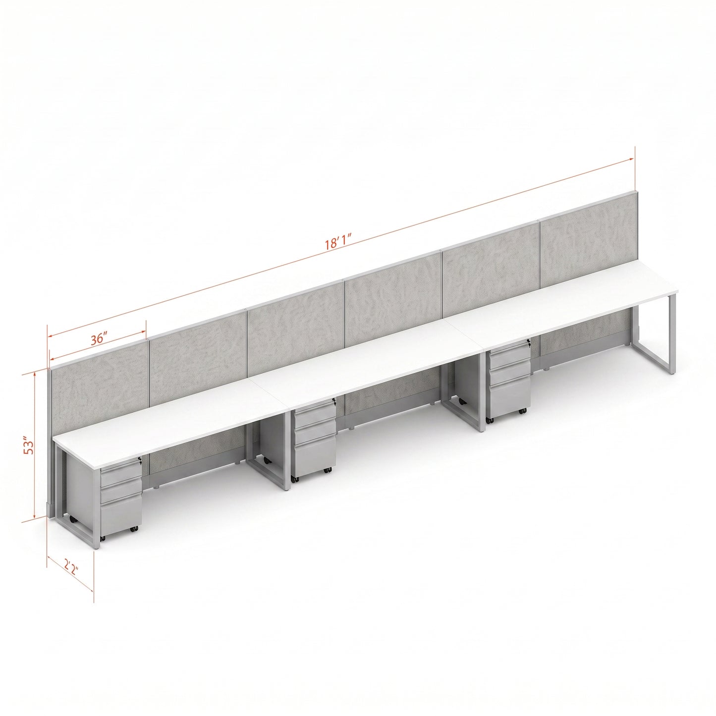 Open Workstation 53H 3pack Inline