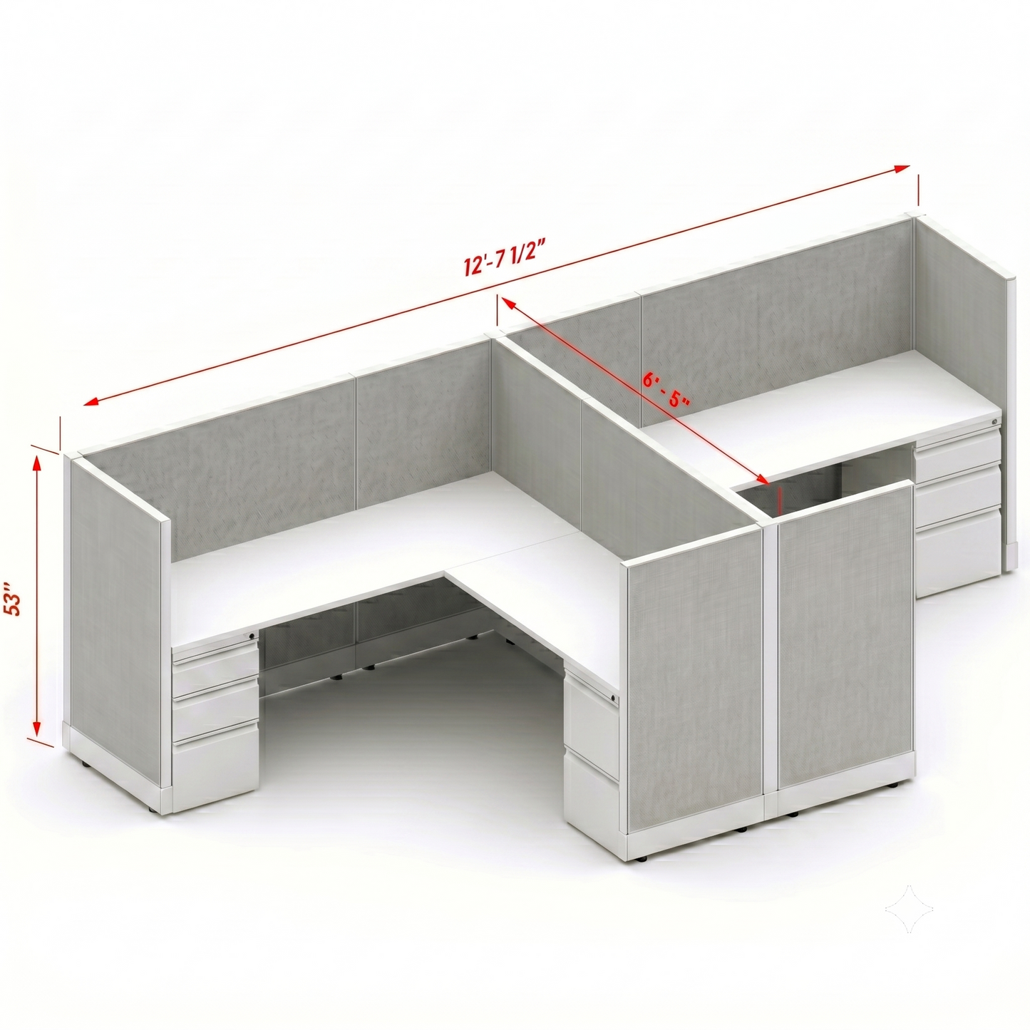 Workstation Desk 53H 2pack cluster