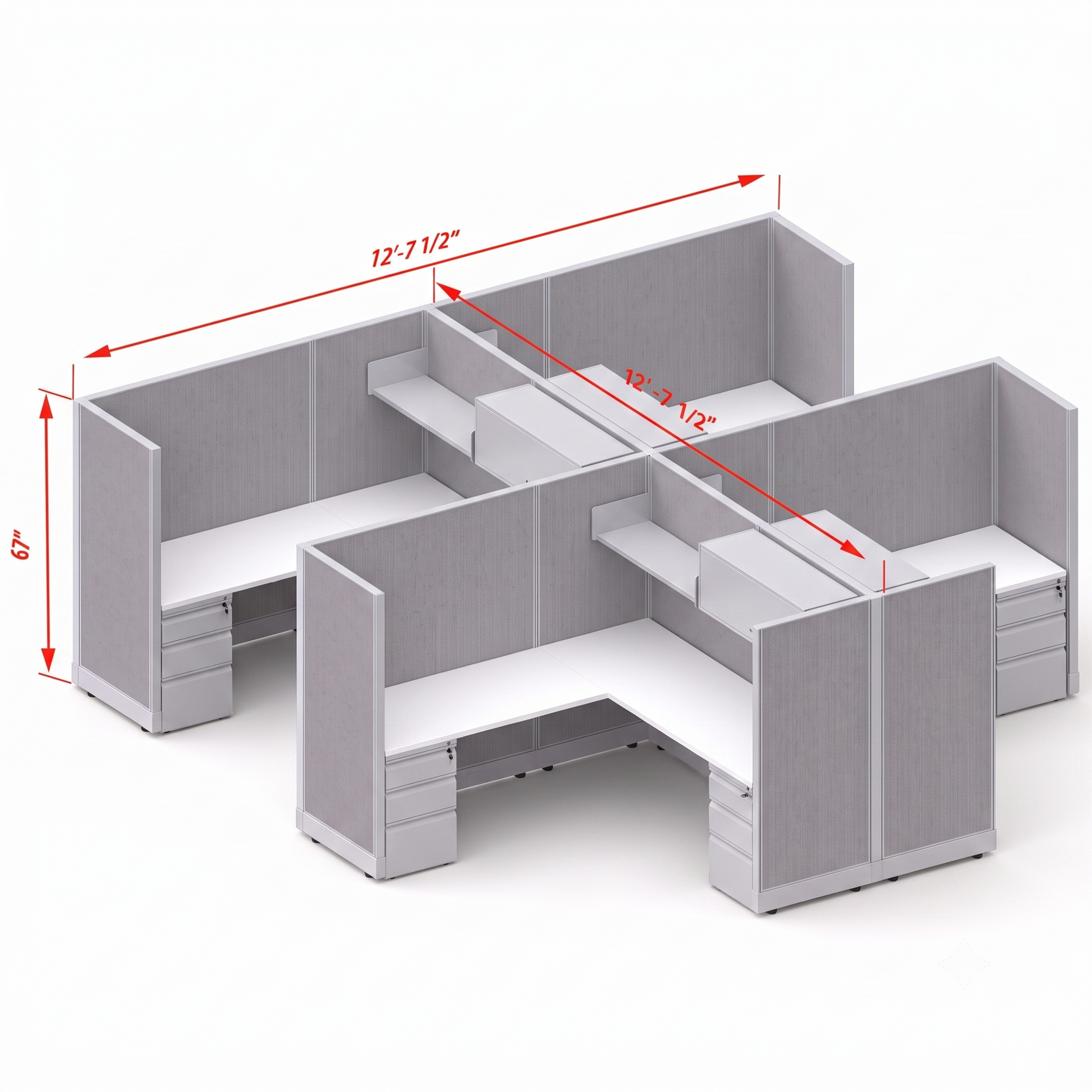 Workstation Desk 67H 4pack cluster