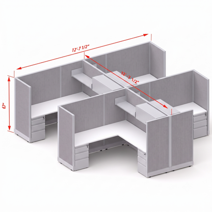 Workstation Desk 67H 4pack cluster